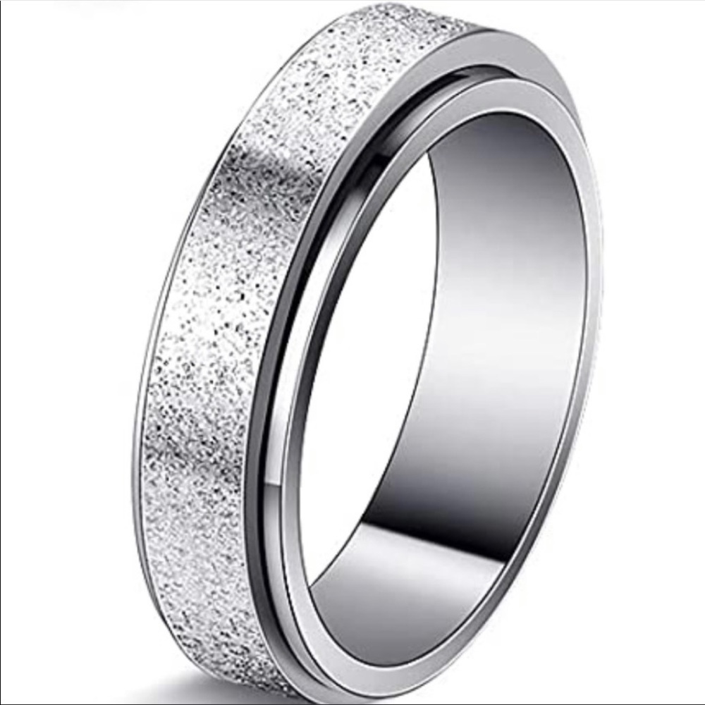 🦋3/$30🦋Stainless Steel Glitter Finish Spinning Fidget Ring Size 11 Unisex